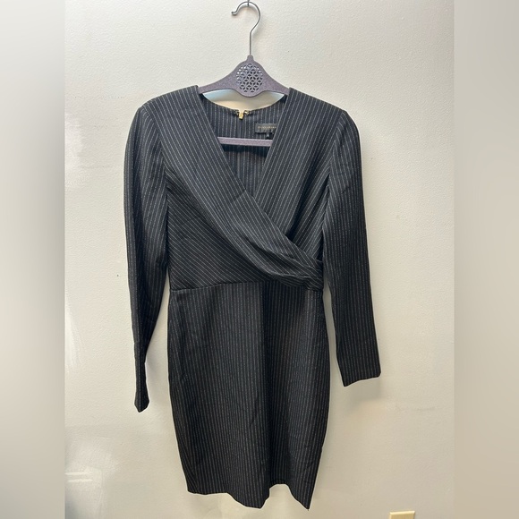 Donna Karan Black Pinstripe Asymmetrical Dress - Picture 1 of 5